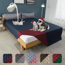 100% Waterproof Dog Bed Cover 86x82 inch Reversible Changing Pad Reusable Camping Mat for Kids/Pet/Dog/Cat Washable Geometric Embroidery Blanket Patchwork Navy Burgundy