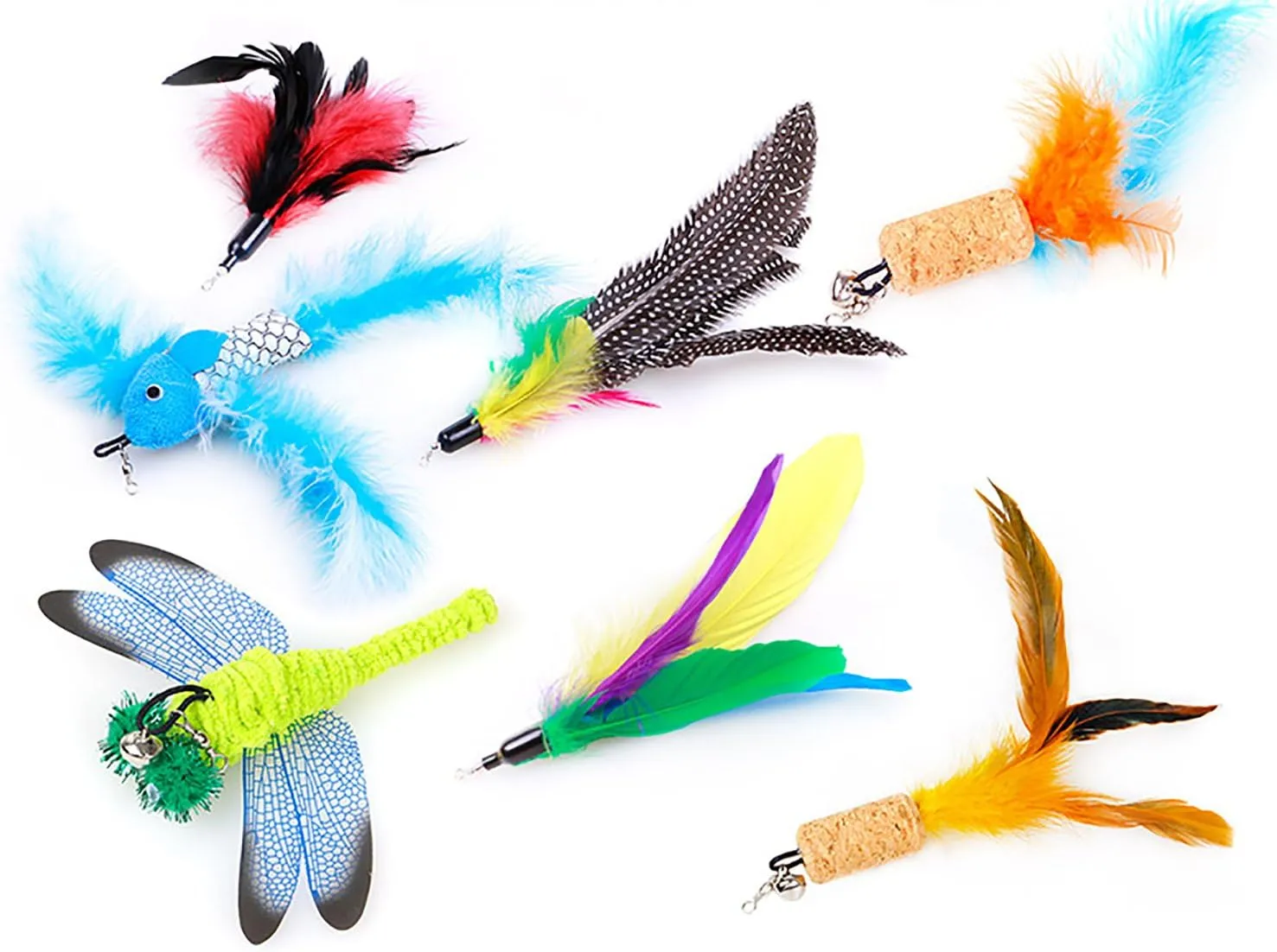 2 Pcs Butterfly, Retractable Wand, Multi Feather Teaser and Exerciser for Your Cat and Kitten - Cat Toys Interactive Cat Wand CT15-5 Butterfly