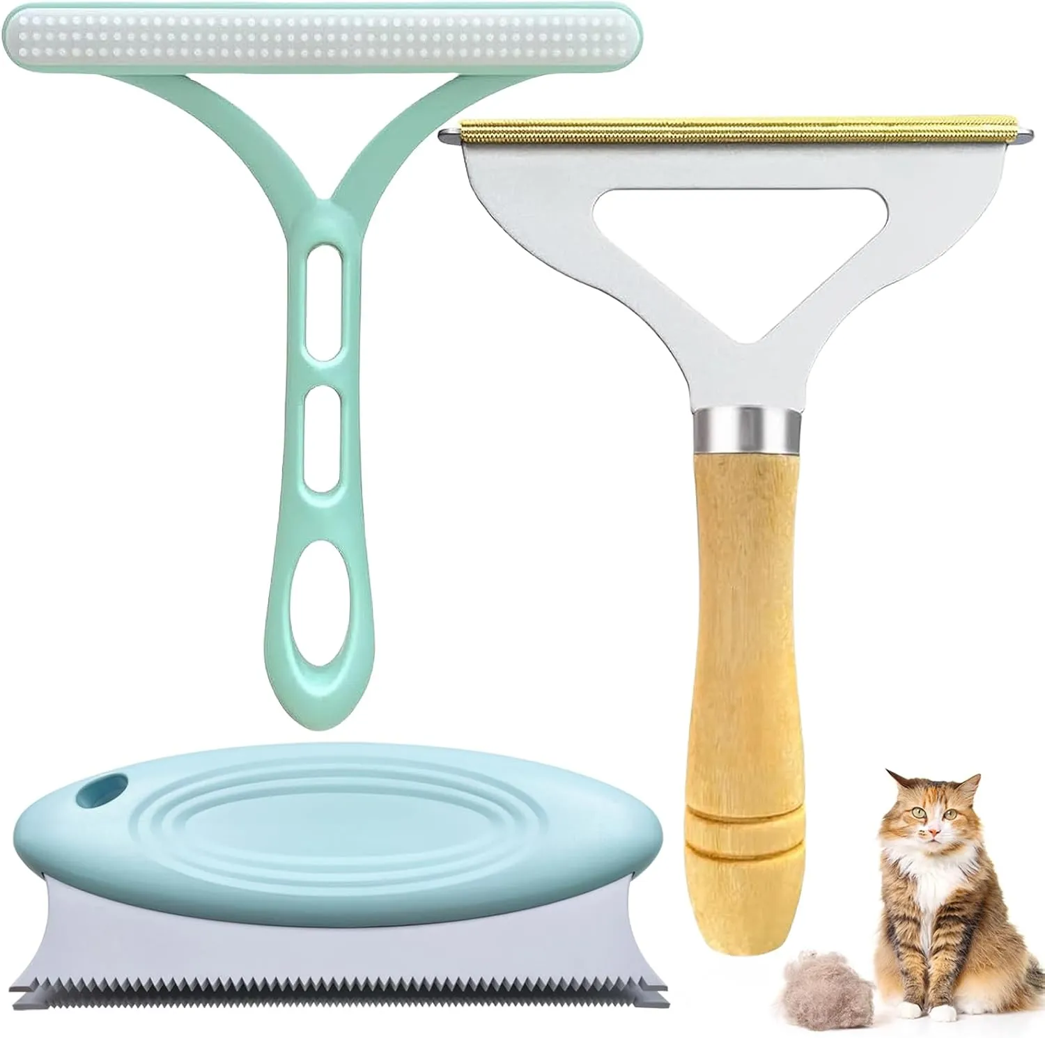 3 Pack Pet Hair Remover, Lint Remover, Portable Dog Cat Hair Remover, Lint Cleaner Brush, Reusable Lint Shaver and Carpet Scraper for Clothes, Fuzz, Couch, Dust, Car Mat, Hairball
