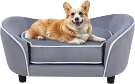 31'' Raised Dog Sofa, Elevated Pet Couch for Small and Medium Dogs and Cats with Soft Cushion, Removable Cover, Anti-Slip Pads, Gray