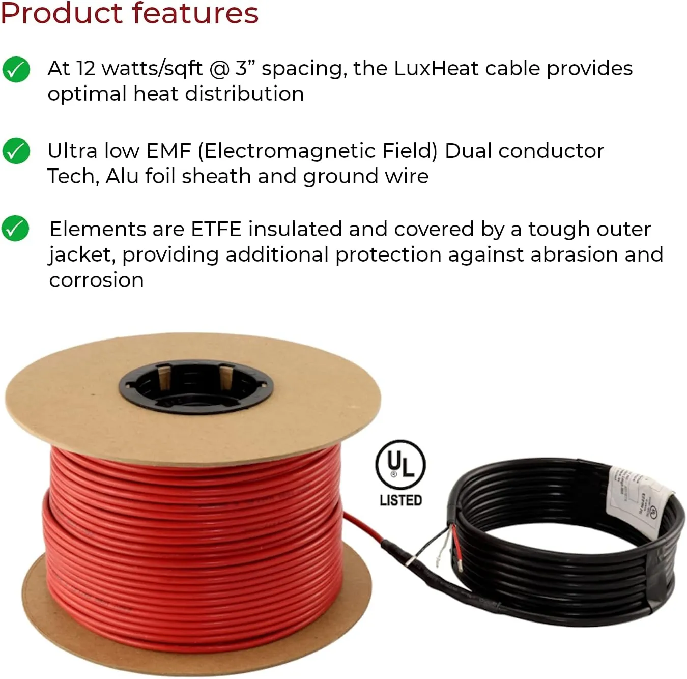 60sqft Floor Heating Cable Kit - 120v Electric Floor Heating System - Heated Flooring System Includes UDG4 Programmable Thermostat w/GFCI, Heater Cable, Strapping, Flooring Sensor & Alarm
