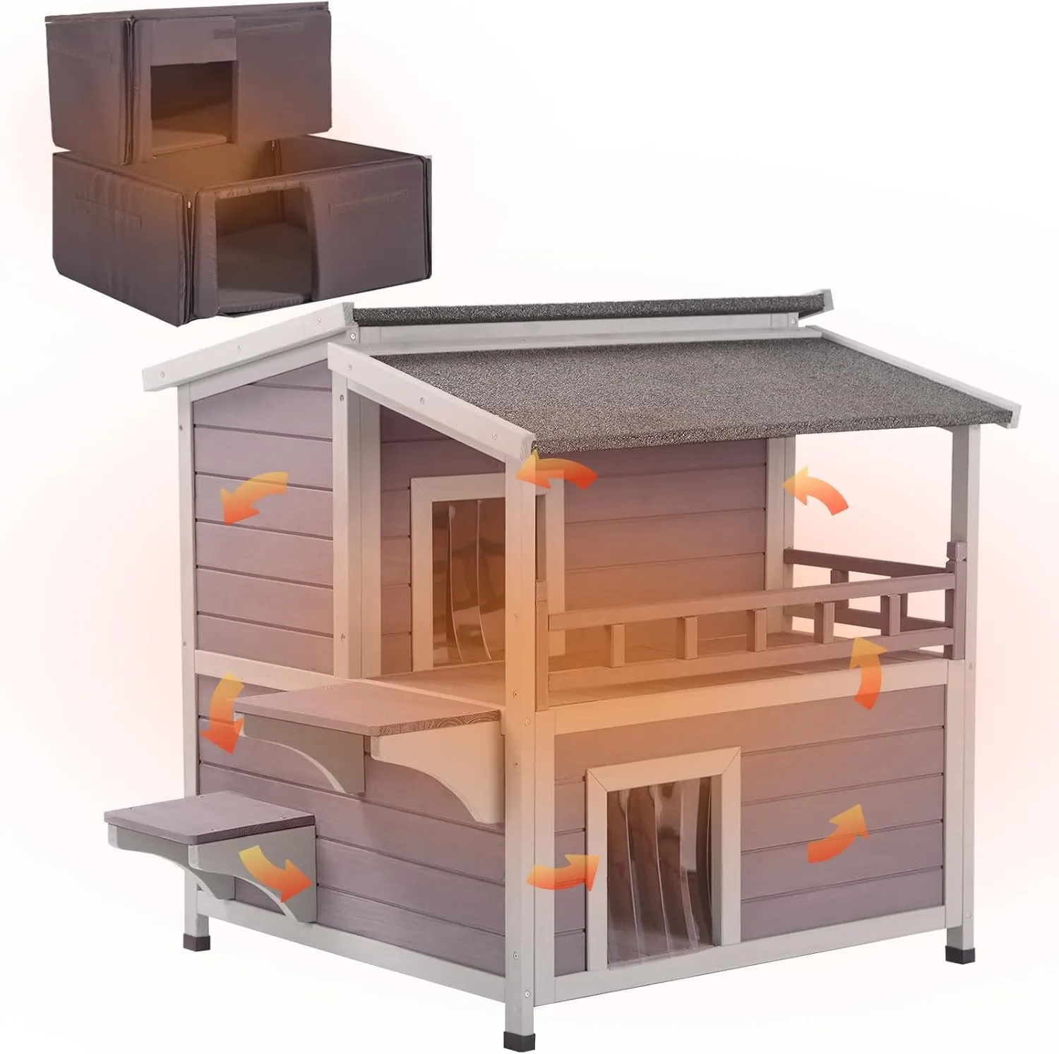 Aivituvin Insulated Outdoor Cat House for Winter Weatherproof Outside Feral Cat Shelter with Liner