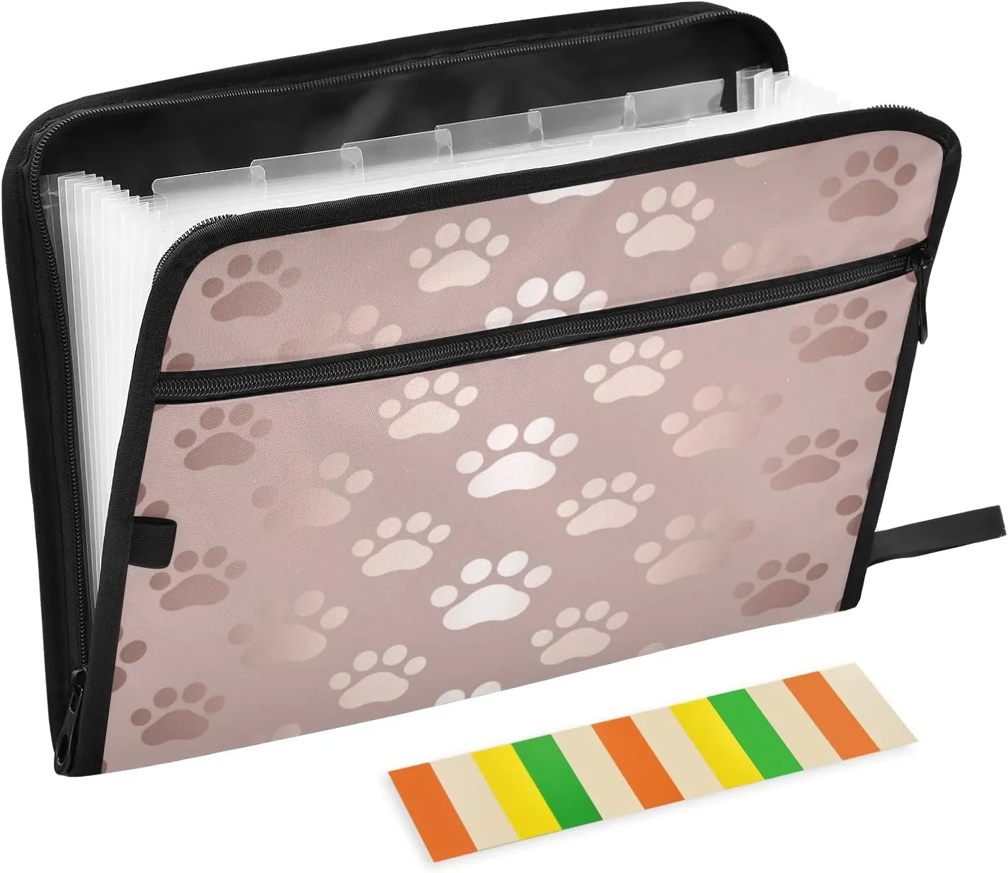 ALAZA Rose Gold Dog Paw 13 Pocket Expanding File Folder with Labels, Accordion File Folder File Organizer Letter A4 Paper for Office School Student