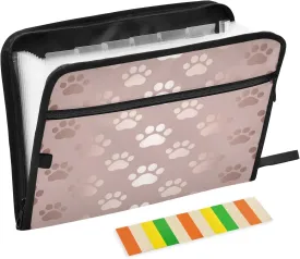 ALAZA Rose Gold Dog Paw 13 Pocket Expanding File Folder with Labels, Accordion File Folder File Organizer Letter A4 Paper for Office School Student