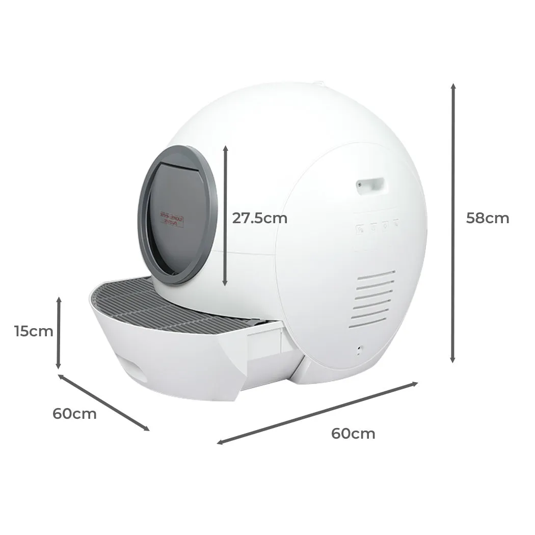 Automatic Smart Cat Litter Box Self-Cleaning Enclosed Kitty Toilet Hooded - White