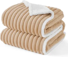 Bedsure Waterproof Dog Blankets for Medium Dogs - Soft Puppy Cat Blanket Corduroy Fleece Washable, Cozy Calming Reversible Furniture Protection for Pet Kitten Doggy,30"x40", Tuscan Beige