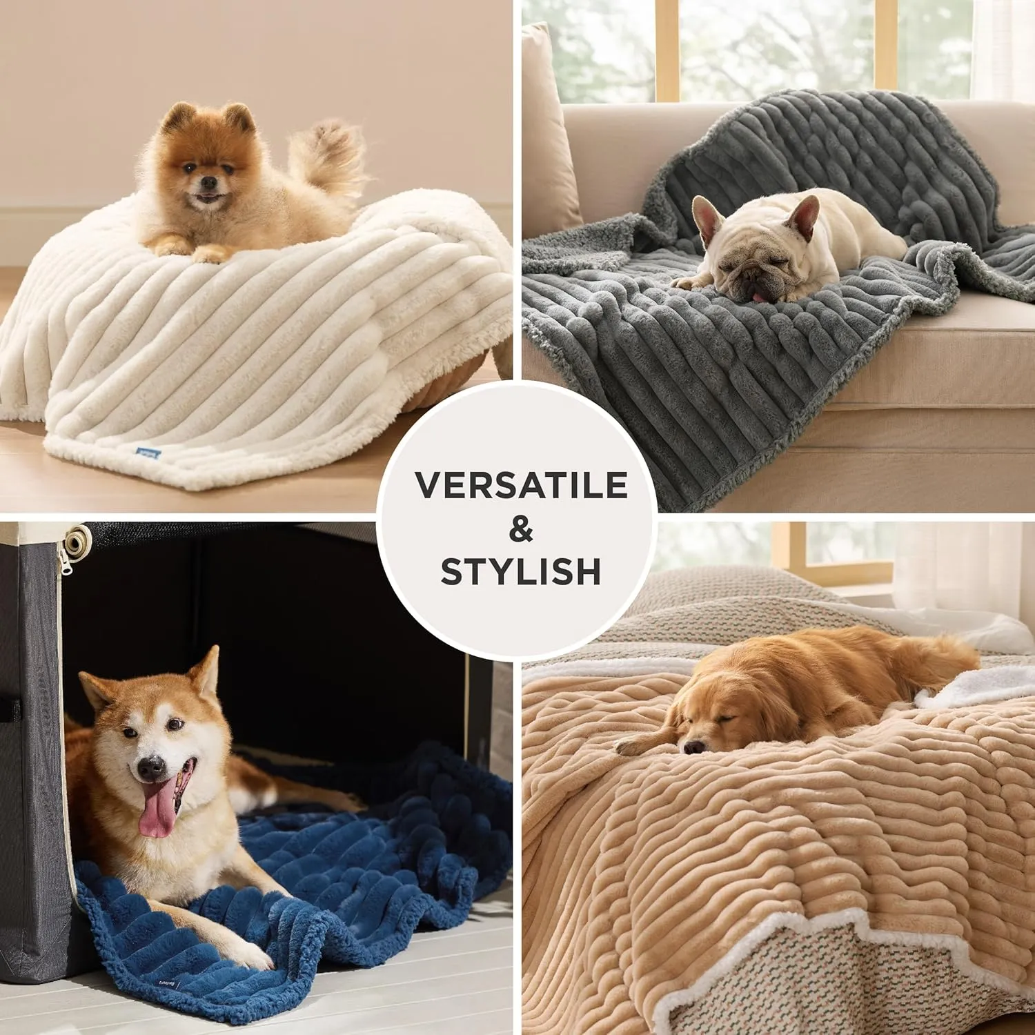 Bedsure Waterproof Dog Blankets for Medium Dogs - Soft Puppy Cat Blanket Corduroy Fleece Washable, Cozy Calming Reversible Furniture Protection for Pet Kitten Doggy,30"x40", Tuscan Beige