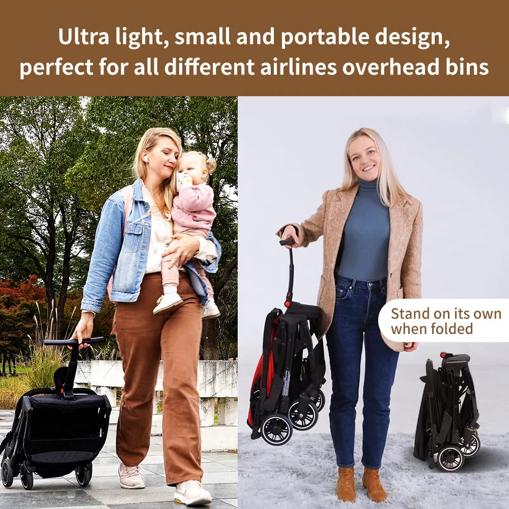 COOL KIDS Portable Stroller with Automatic FoldLightweight Umbrella Stroller with Pop Out Sun CanopyCompact Strollers for Travel(Black)