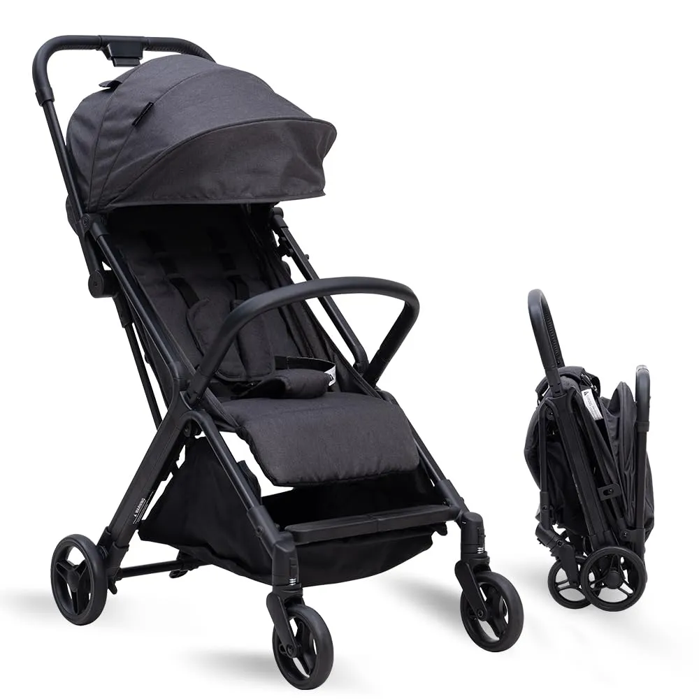 COOL KIDS Travel Stroller Umbrella Stroller with Automatic Fold,Baby Strollers with Pop Out Sun Canopy,Baby Airplane Travel Essentials(Black)