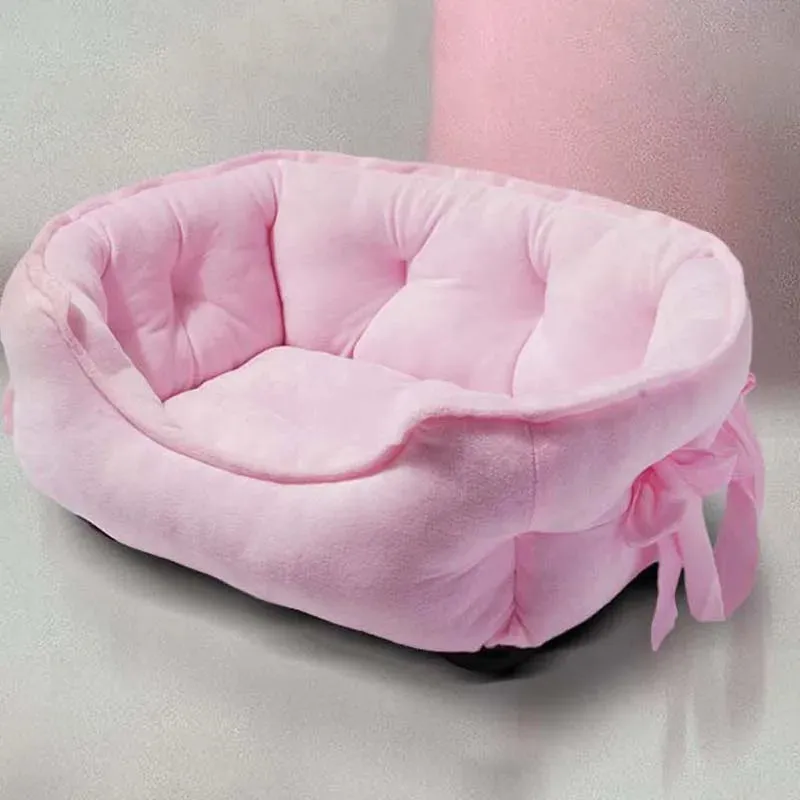 Cute Bow Princess Dog Bed Soft Cozy Pet Sleeping Mat for Small Dogs Cats Non-slip Machine Washable Puppy Sofa Pet Supplies