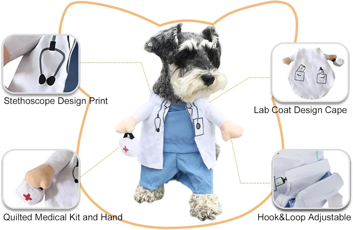 Delifur Dog Halloween Costume - Carrying Cat Doctor Pet Uniform Funny (S)
