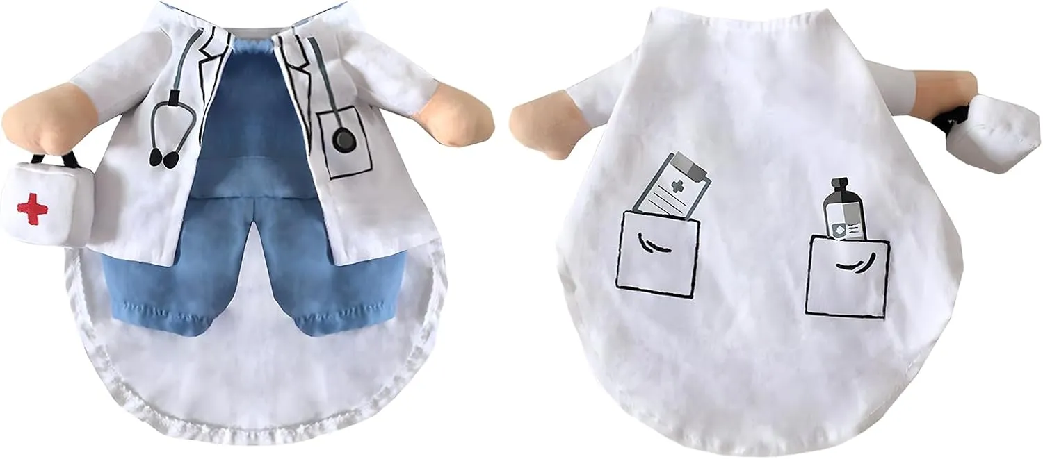 Delifur Dog Halloween Costume - Carrying Cat Doctor Pet Uniform Funny (S)