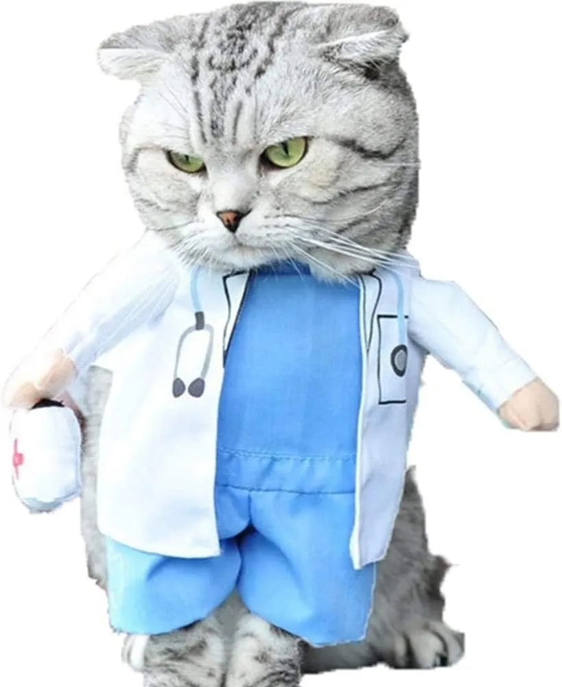 Delifur Dog Halloween Costume - Carrying Cat Doctor Pet Uniform Funny (S)