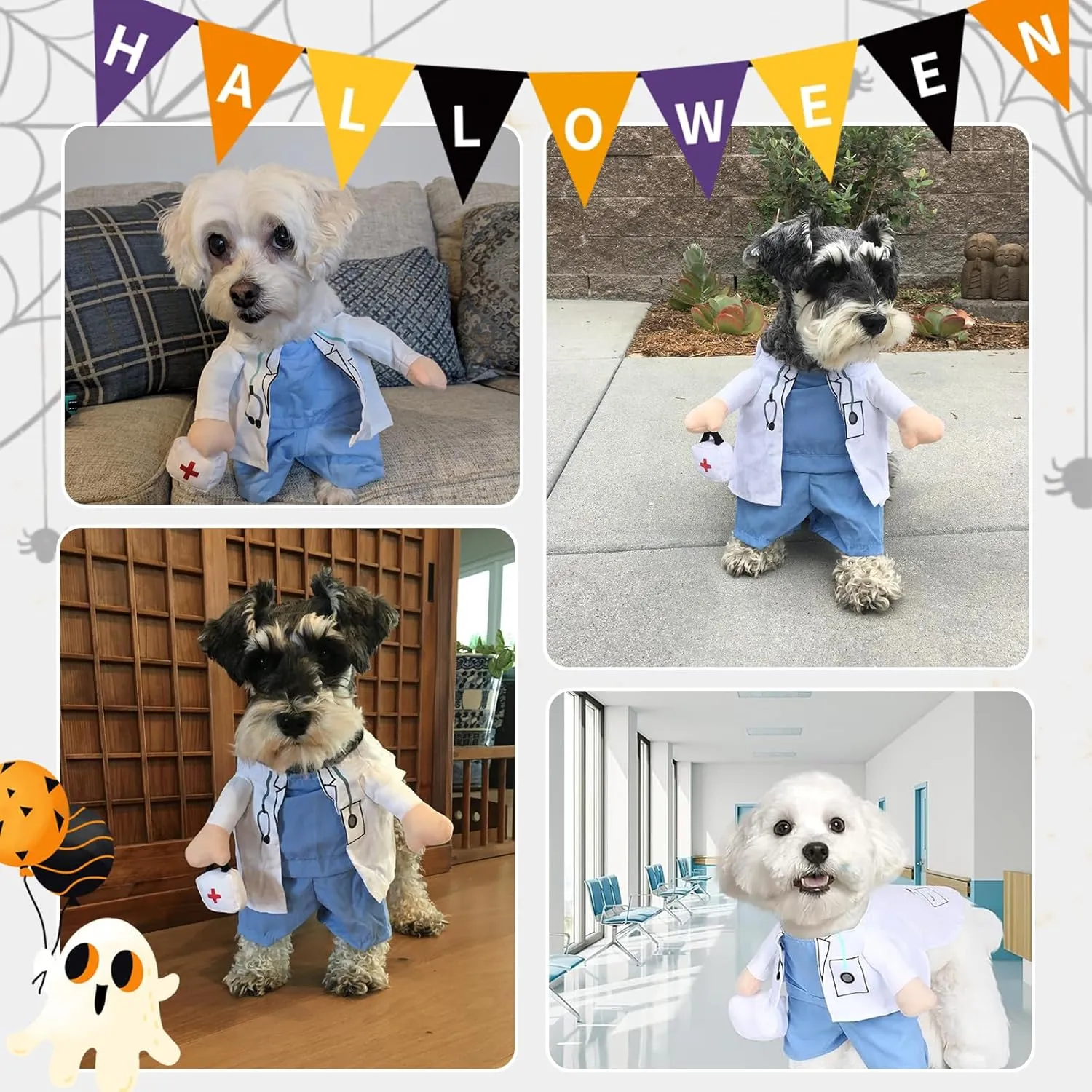 Delifur Dog Halloween Costume - Carrying Cat Doctor Pet Uniform Funny (S)