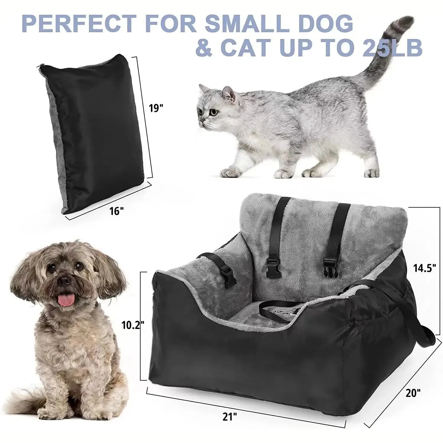 Deluxe Dog Car Seat for Medium to Large Dogs - Washable and Detachable