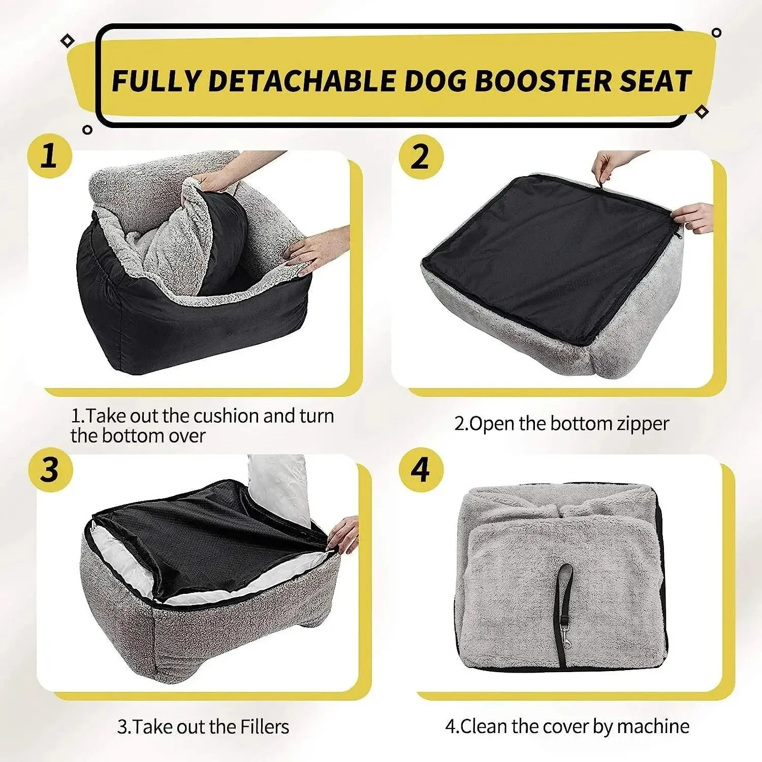 Deluxe Dog Car Seat for Medium to Large Dogs - Washable and Detachable