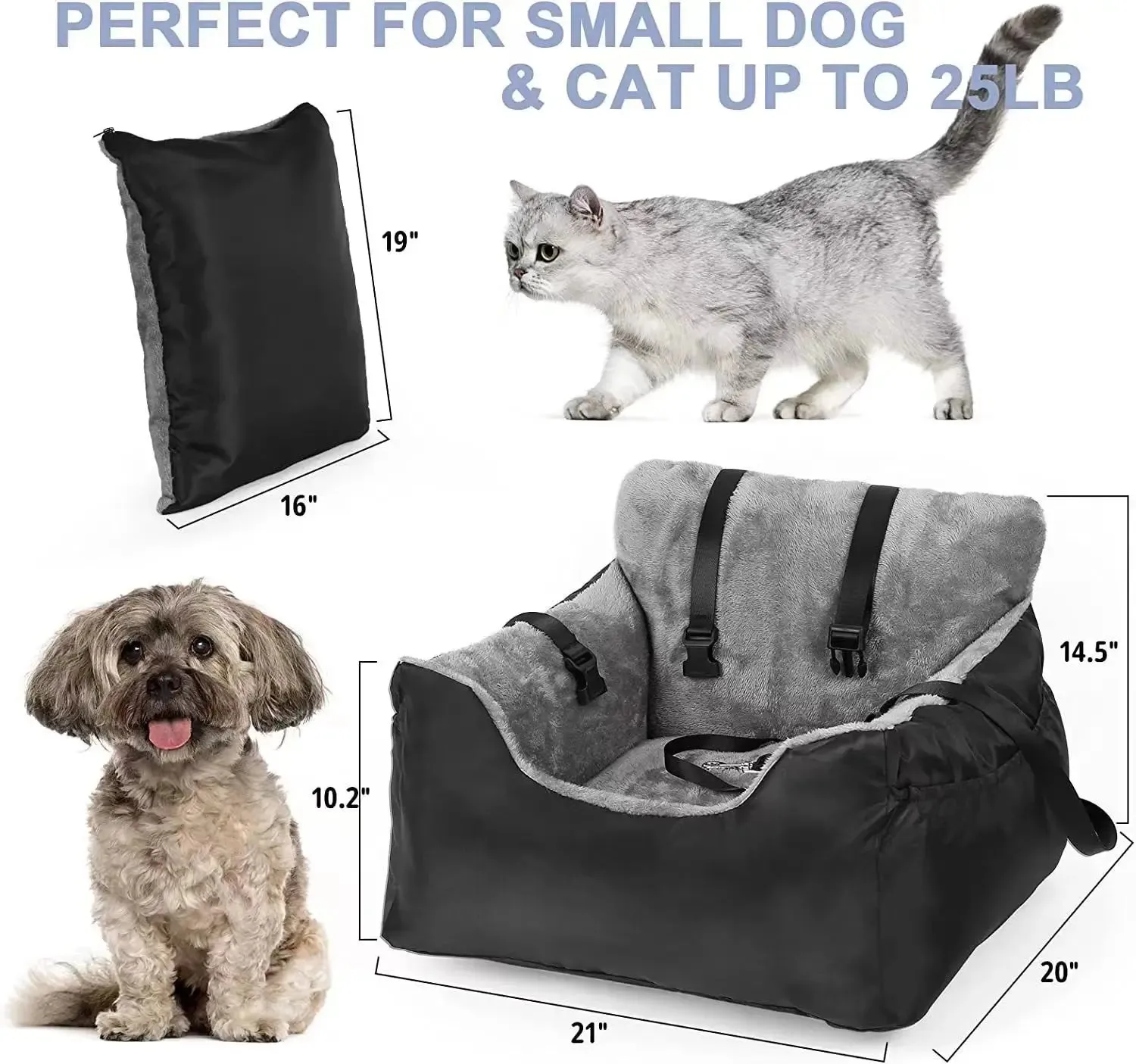 Deluxe Dog Car Seat for Medium to Large Dogs - Washable and Detachable