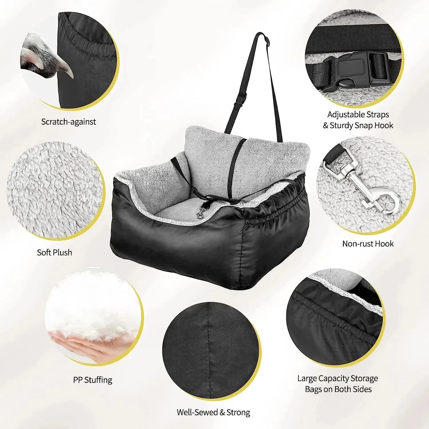 Deluxe Dog Car Seat for Medium to Large Dogs - Washable and Detachable