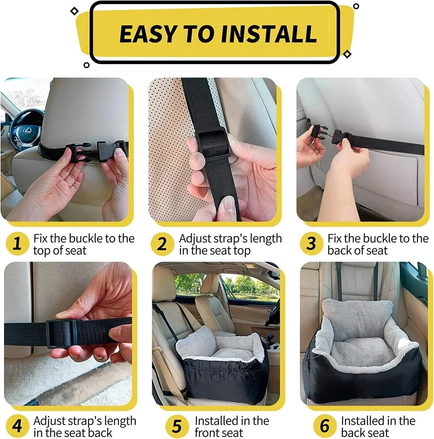 Deluxe Dog Car Seat for Medium to Large Dogs - Washable and Detachable