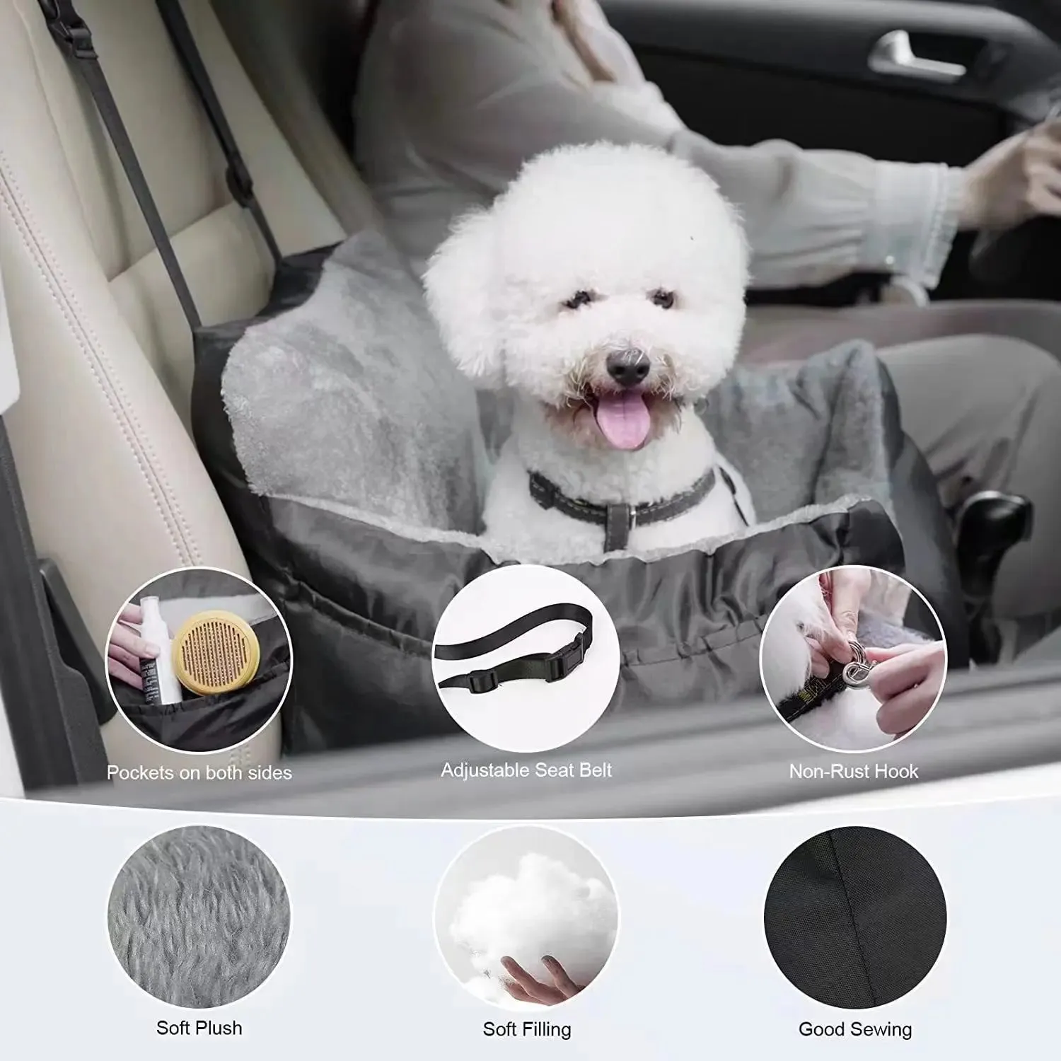 Deluxe Dog Car Seat for Medium to Large Dogs - Washable and Detachable