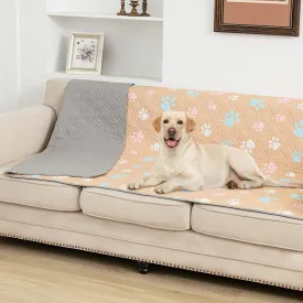 Dog Bed Cover for Pets Blankets Rug Pads for Couch Protection Waterproof Bed Covers Dog Blanket Furniture Protector Reusable Changing Pad (Yellow Colorful Paw, 52"x82")