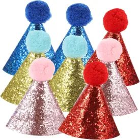 Dog Birthday Hat and Bandana Set 8 Pieces Pet Party Headwear for Small Dogs Fun Photo Props Lightweight and Compact Pet Supplies