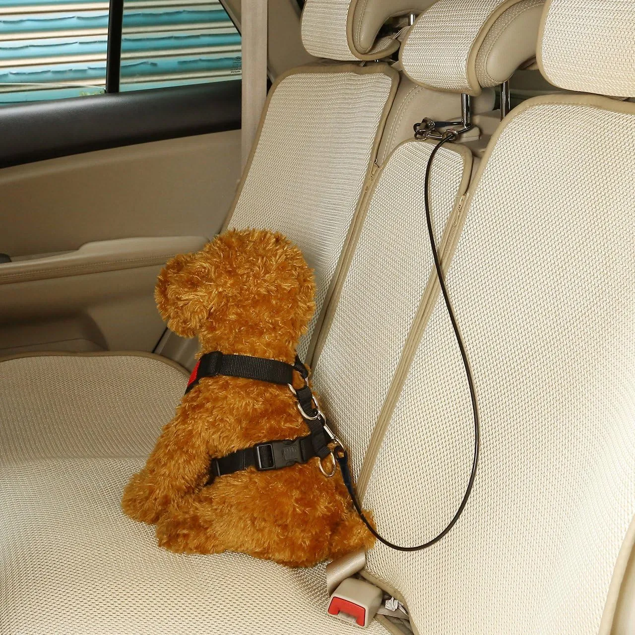 Dog Car Seat Belt, Stainless Steel Cable Chew Proof Pet Car Safety Restraint Tether, 40 inch Black