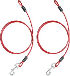 Dog Leash Extension Attachment 2 Pack, 2FT Chew Proof Lead with No Tangle Clip, Dual Leashes Extension for Collar & Harness, Great for 2 Dogs Running, Walking (Red)