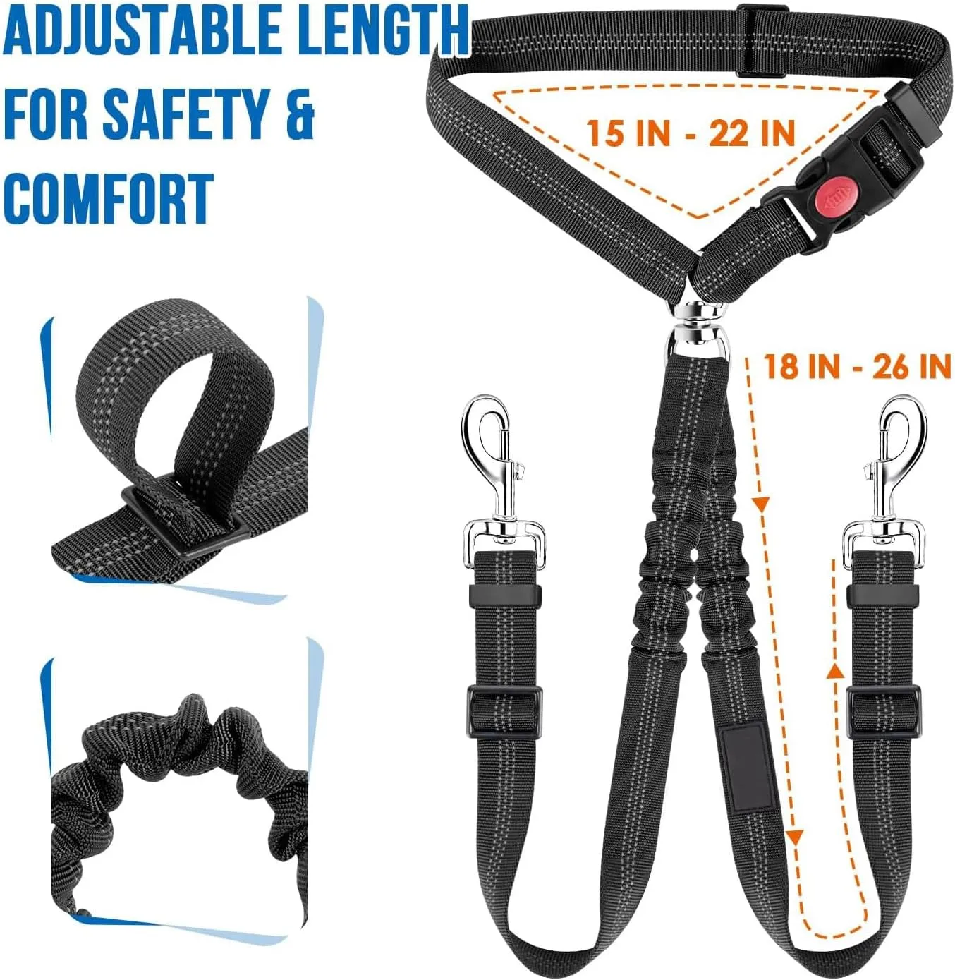 Dog Seat Belt,New Dual Pet Car Headrest Restraint Safety Seatbelt, No Tangle Dog Leash, Pet Car Seatbelt Leash,Duty Adjust Elastic Connect Harness in Vehicle Travel (Red)
