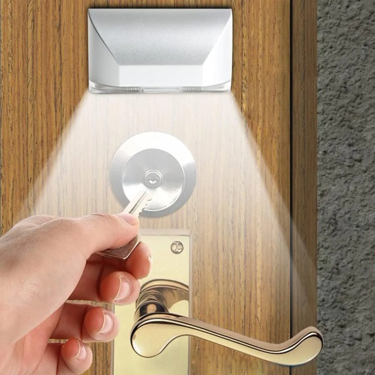Door Light, Keyhole Light with Auto Sensor Motion Detector, LED Night Light for Bathroom, Kids Room, Kitchen, Bedroom, Stairway(2 Silver)