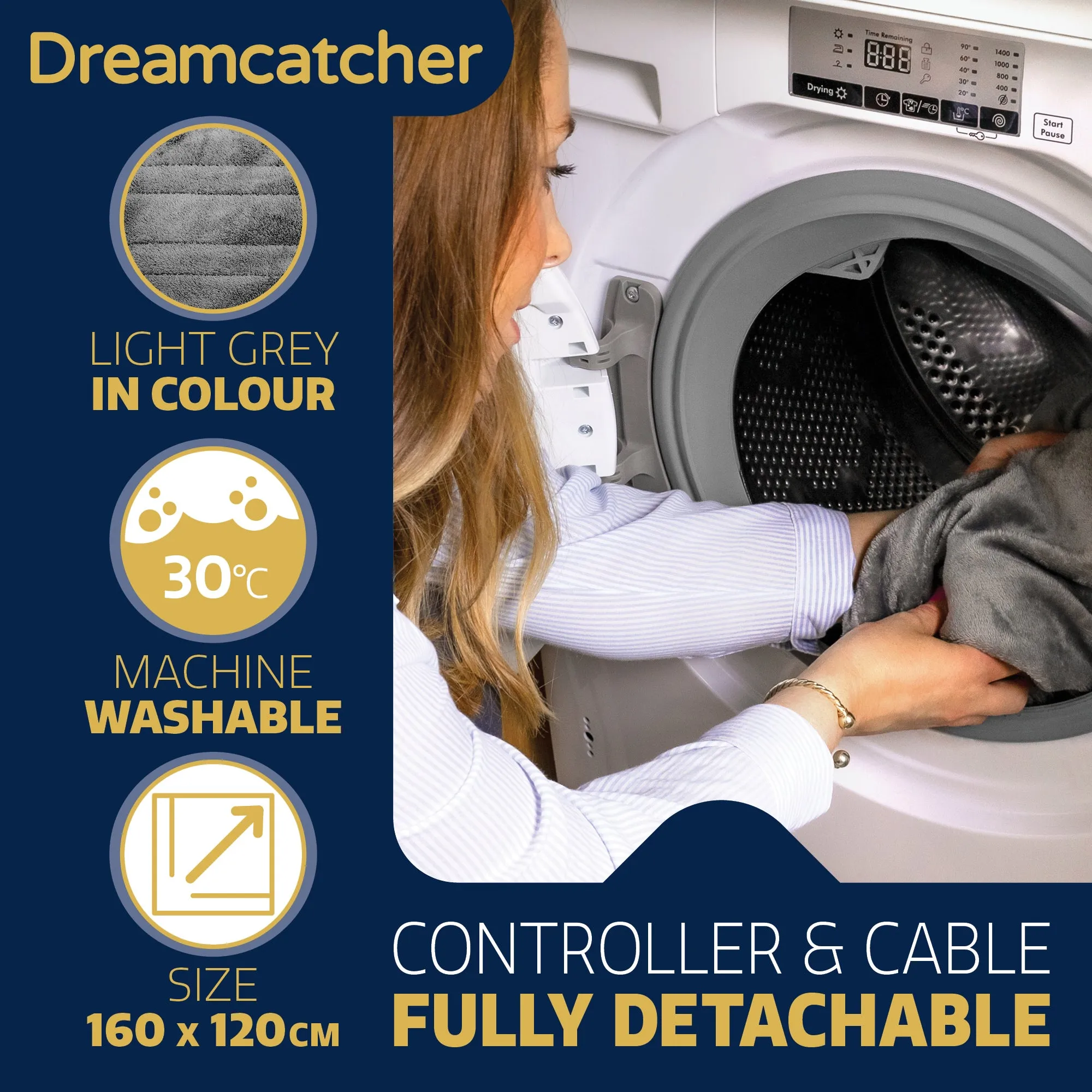 Dreamcatcher Sliver Deluxe Electric Heated Throw Blanket 160x120cm