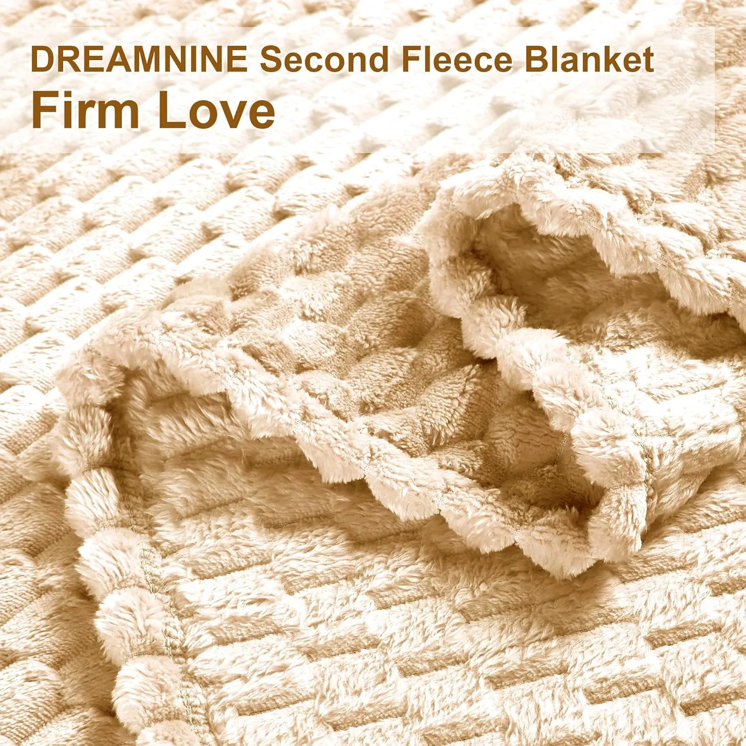 DREAMNINE Oversized Soft Plush Fleece Throw Blanket for Couch Bed 60" x 80", Luxury Shaggy Lightweight 3D Patterned Velvet Flannel Blanket, Solid Cute Warm Lap Blanket for Winter Pet, Twin Size, Beige
