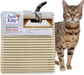 Fresh Kitty Durable XL Jumbo Foam Litter Mat  BPA and Phthalate Free, Water Resistant, Traps Litter from Box, Scatter Control, Easy Clean Mats 40"x25" (9027)