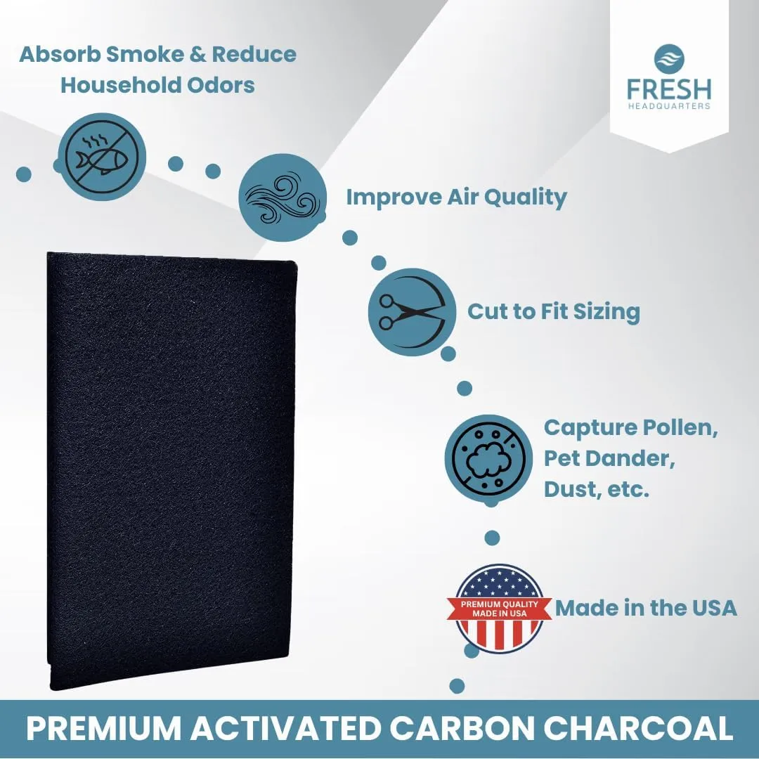 FreshHeadquarters 2Pack CuttoFit ActivatedCarbon PreFilter Rolls  Universal Air Purifier & AC Sheet Compatible with Honeywell, Whirlpool, NextGen &More Odor/VOC Reduction