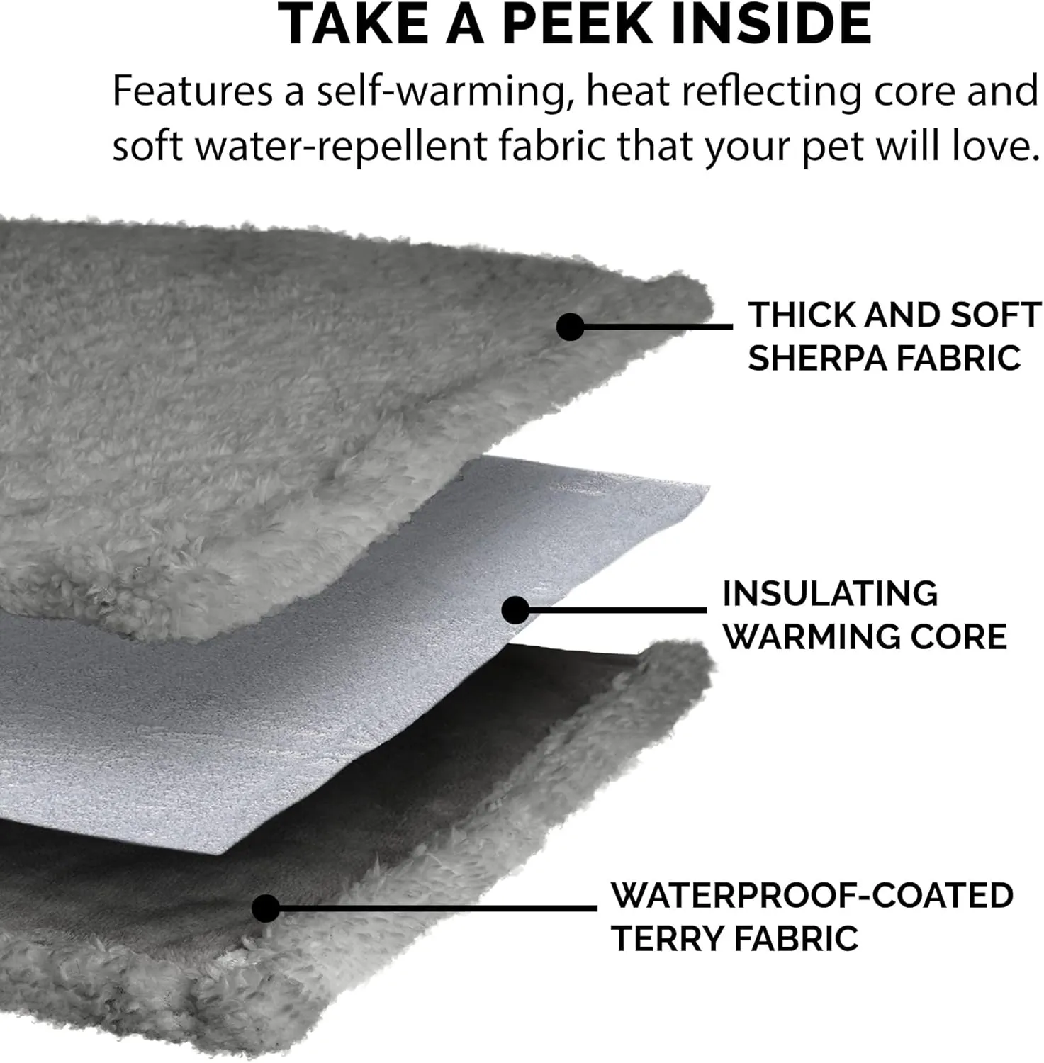 Furhaven Waterproof & Self-Warming Throw Blanket for Dogs & Indoor Cats, Washable & Reflects Body Heat - Soft-Edged Terry & Sherpa Dog Blanket - Silver Gray, Medium