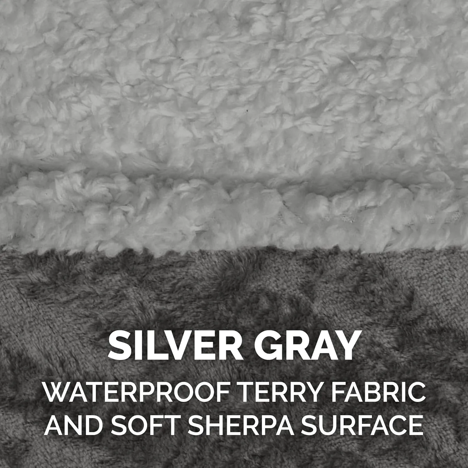 Furhaven Waterproof & Self-Warming Throw Blanket for Dogs & Indoor Cats, Washable & Reflects Body Heat - Soft-Edged Terry & Sherpa Dog Blanket - Silver Gray, Medium