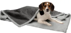 Furhaven Waterproof & Self-Warming Throw Blanket for Dogs & Indoor Cats, Washable & Reflects Body Heat - Soft-Edged Terry & Sherpa Dog Blanket - Silver Gray, Medium