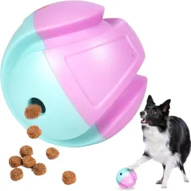 Giggle Ball, Indestructible Chew Toy for Aggressive Chewers, Interactive Squeaky Ball with Treat Dispenser, Durable Dog Puzzle Feeder for Small/Medium/Large Dogs (Blue-Pink)