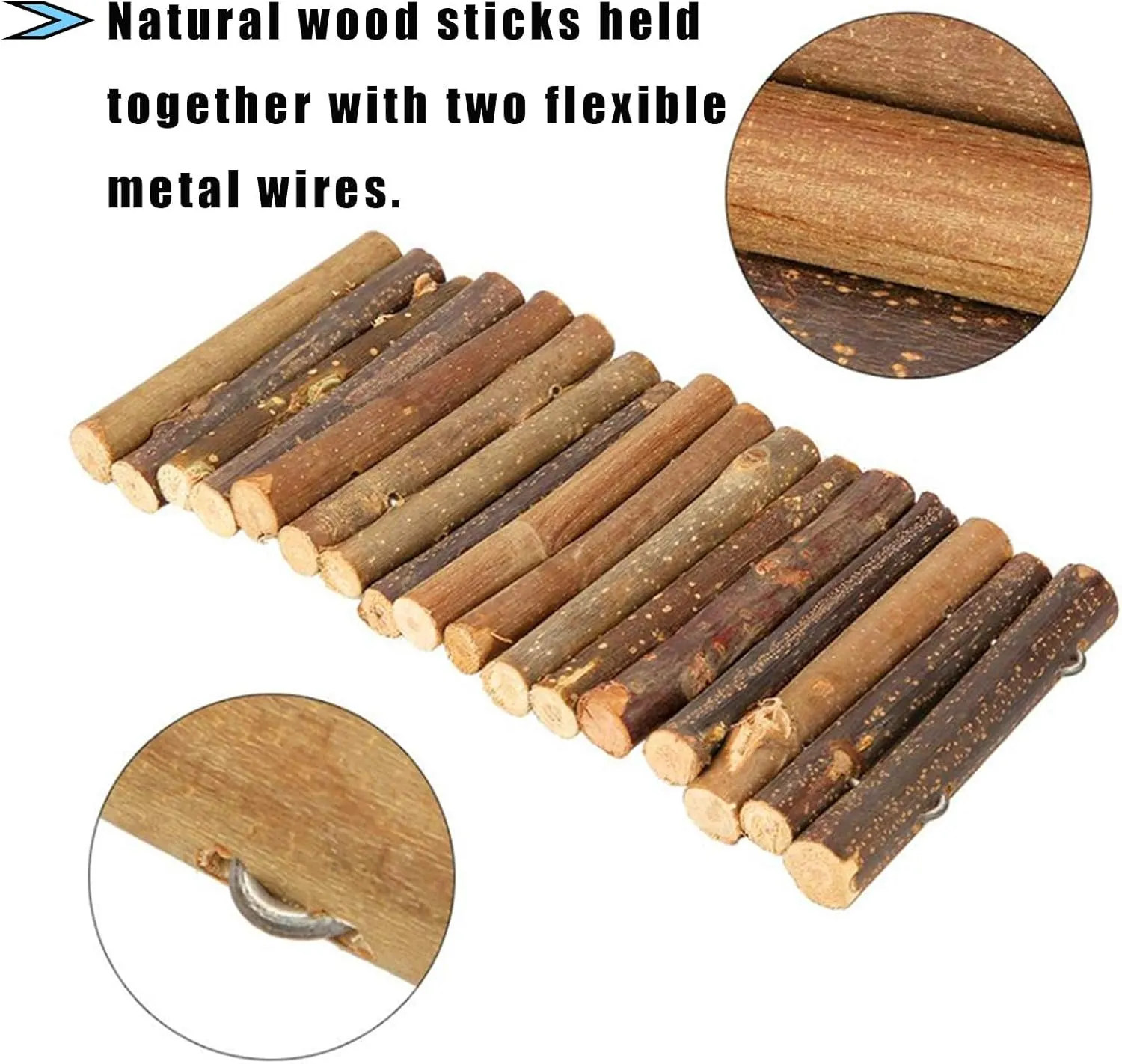 Hamiledyi 4PCS Hamster Bridge Wooden Bridge Toy Rat Ladder Natural Wooden Hideout Tunnel Ladder Hamster Cage Accessories Chew Toys for Guinea Pig Rat Chinchilla Reptile