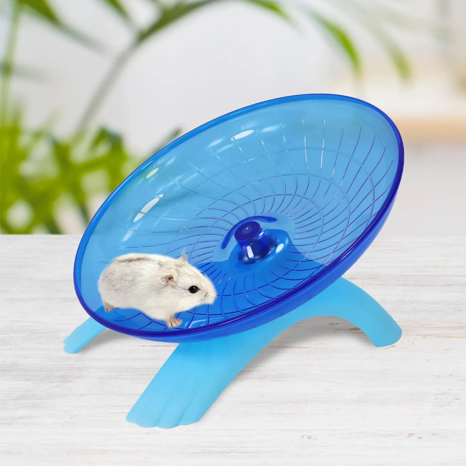 Hamster Flying Saucer Silent Running Exercise Wheel for Gerbil Rat Mouse Hedgehog Small Animals (Blue)