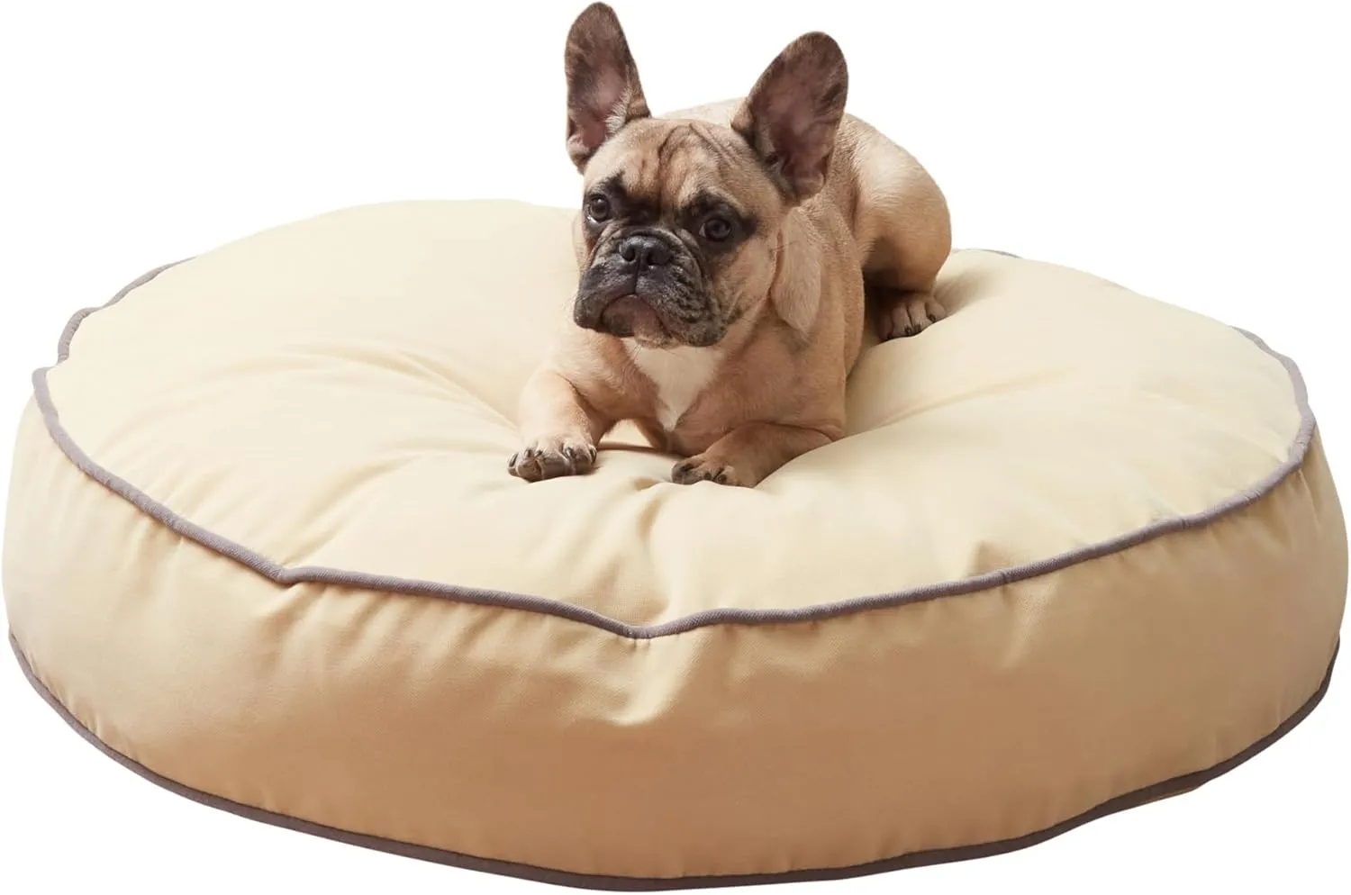 Happy Hounds Scout Round Reversible Pillow Dog Bed, Small (30" x 30"), Beige