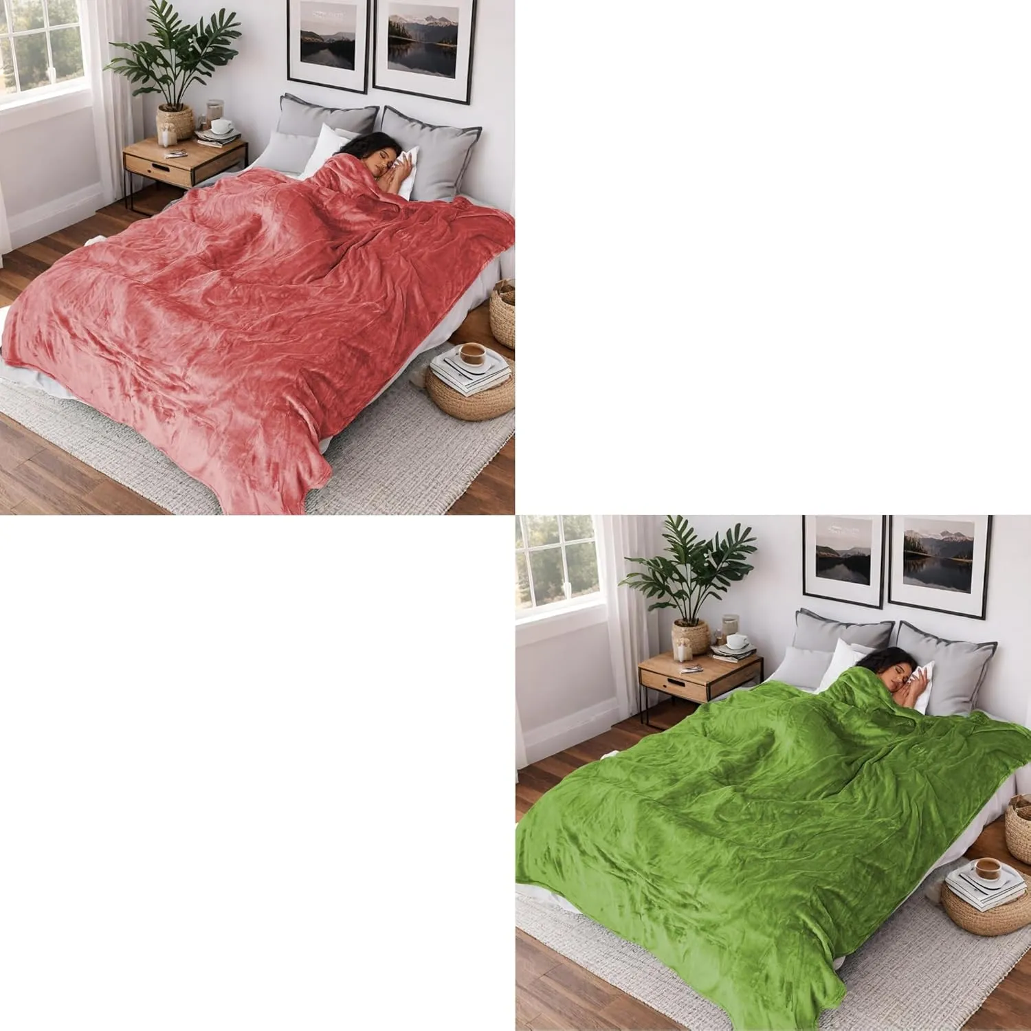 Heated Electric Blanket Queen Size 84''x90'', Dual Controller Soft Flannel