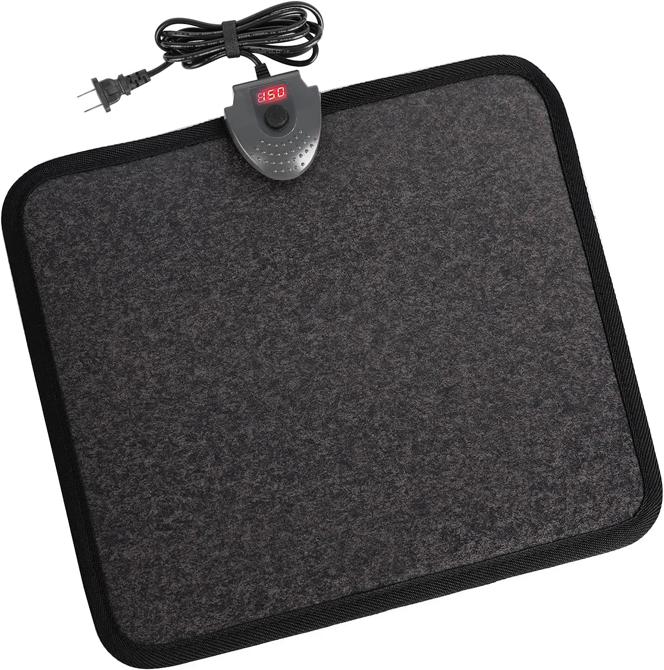 Heated Floor Mat Under Desk for Foot Warmer - Wider 110V Adjustable Temperature Electric Space Heaters Heating Pad - Carbon Crystal & Energy Saving Feet Warmers for office,home (Black Gray)