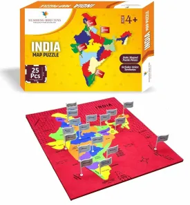Humming Bird Indian Map with State Capitals and Flag Educational Learning Toys