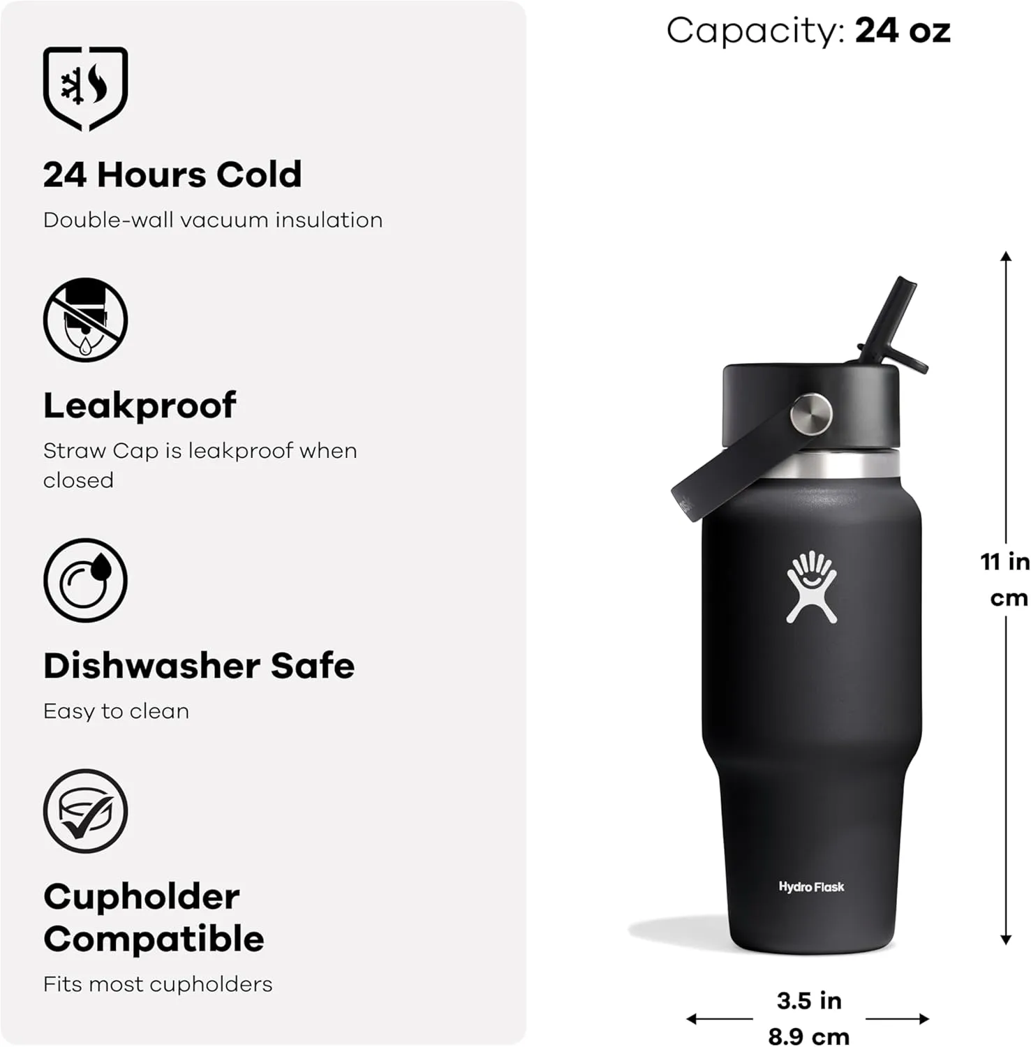 Hydro Flask 24 OZ Wide Flex Straw Travel Bottle Agave