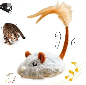 Interactive Cat Toy Automatic Moving Mouse Electronic Mice, Rechargeable Squeaky Cat Mouse Toys for Kitten Indoor/Outdoor ExerciseLong Velvet
