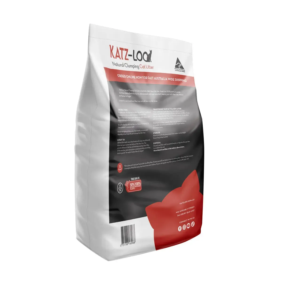Katz-Loo Natural Clumping Cat Litter 100kg (10 Bags)