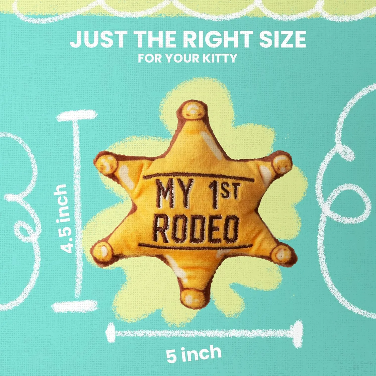 Kitty 1st Rodeo Catnip Toy with Repair Patch - Plush Toy for Cats - Soft, Durable & Catnip-Filled for Batting, Pouncing & Chasing Fun