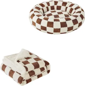 Lesure Donut Small Dog Bed with Waterproof Puppy Blanket - Round Cat Beds for Indoor Cats Calming Pet Beds 23 inch with Washable Double Sided Dog Blankets 30x40 inch