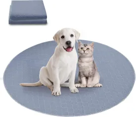 MBJERRY Non-Slip Dogs Training Pee Pads - Washable Reusable Waterproof Cats Pads for Potty Training/Whelping/Housebreaking, for Playpen Crate Kennel(48 Round,Gray)